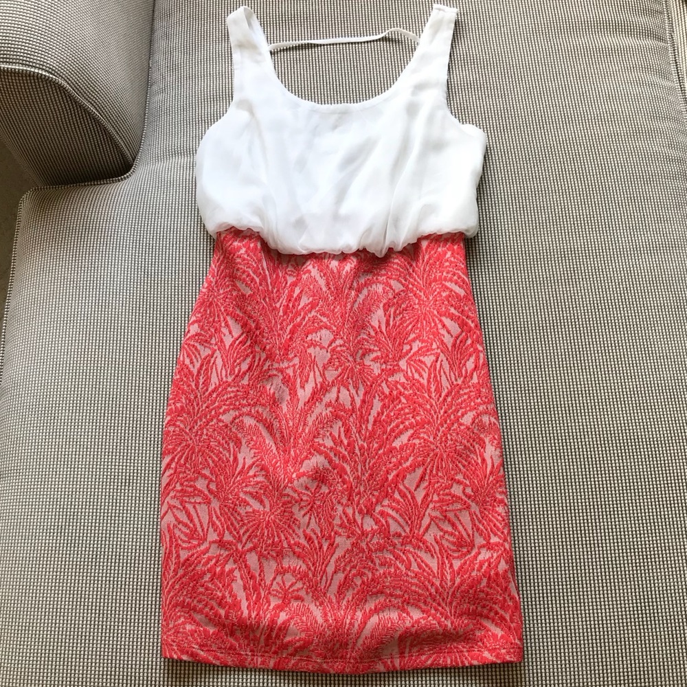 Coral and Pink Patterned Dress